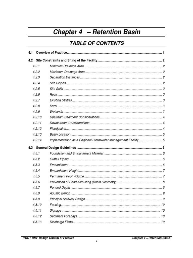 VDOT BMP Design Manual of Practice I Chapter 4 Retention Basin PDF