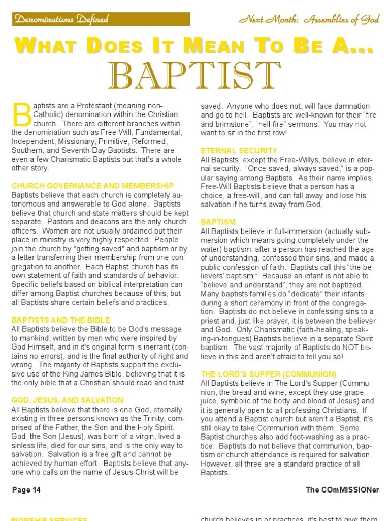 What Does It Mean To Be A Baptist? Baptism Baptists