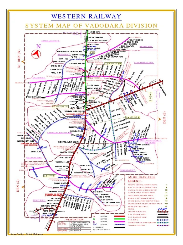 Western Railway System Map of Vadodara Division PDF