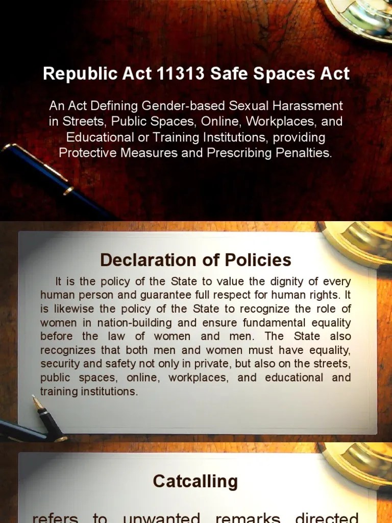 Republic Act 11313 Safe Spaces Act PDF Sexual Harassment Aggression