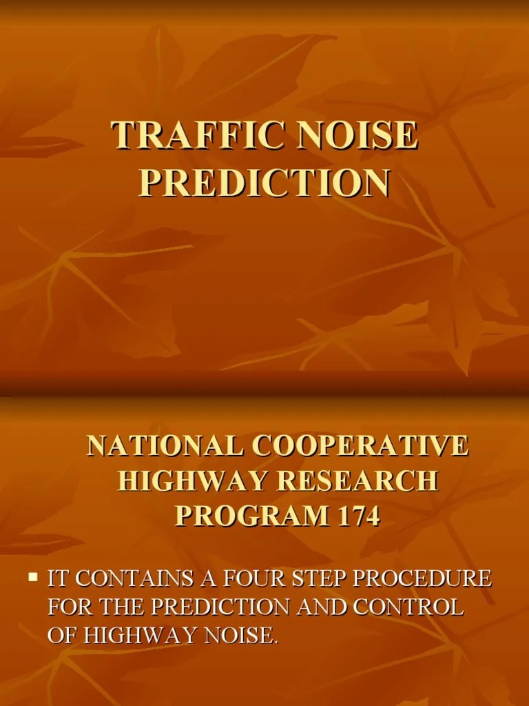 Traffic Noise Prediction PDF Traffic Noise