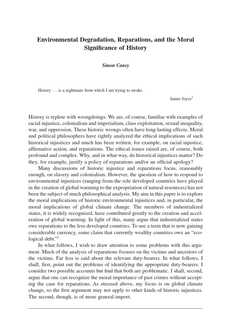 Environmental Degradation, Reparations, And the Moral