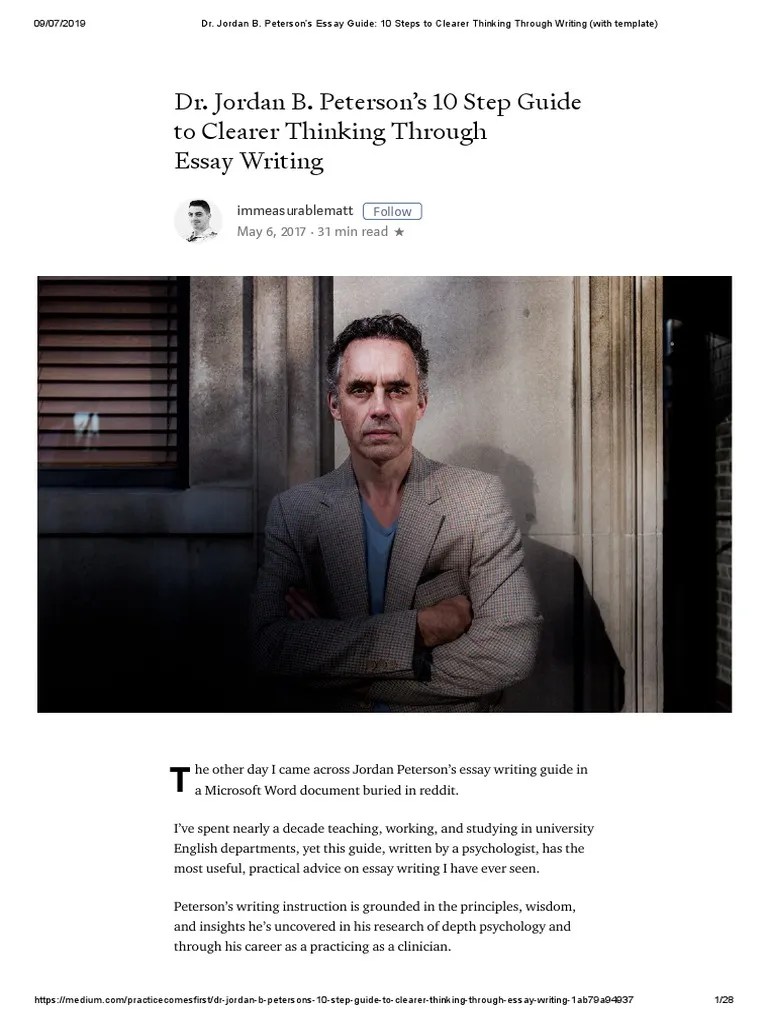Dr. Jordan B. Peterson's Essay Guide 10 Steps To Clearer Thinking Through Writing (With