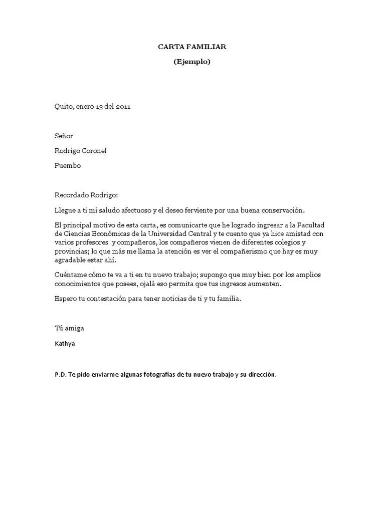 Carta Familiar (Ejemplo)