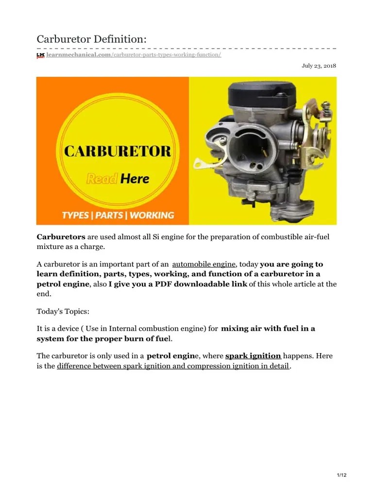 Carburetor Definition PDF PDF Carburetor Throttle