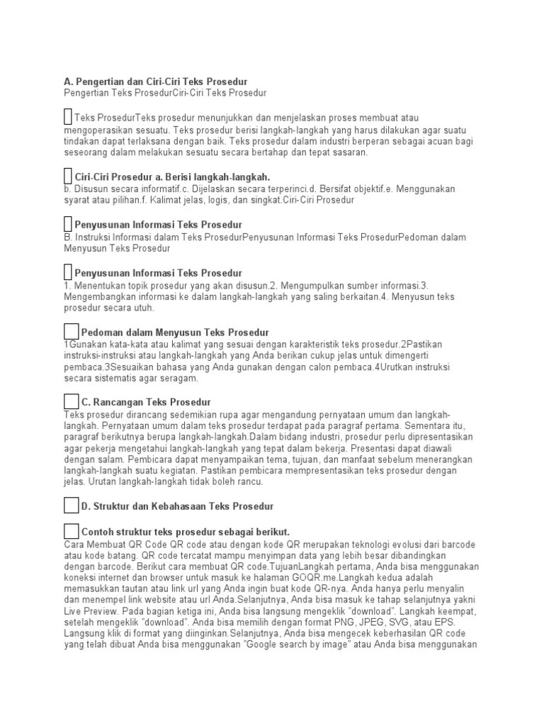 Karakteristik Teks Prosedur – Tulisan