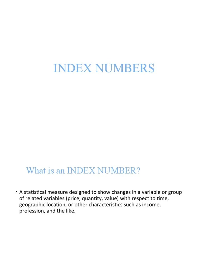 Index Numbers PDF Index (Economics) Economics