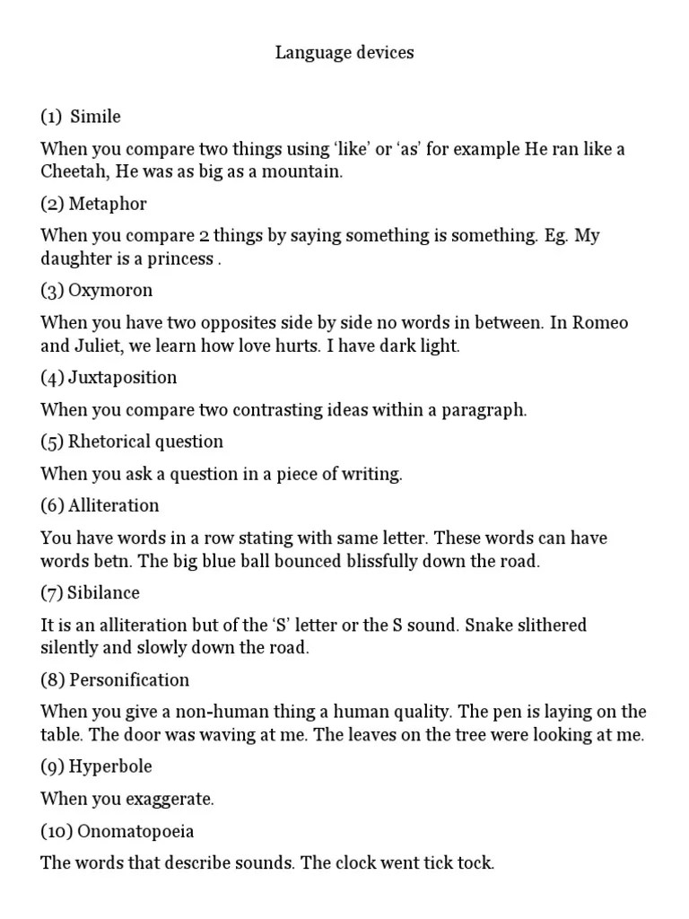 Language Devices in Writing PDF