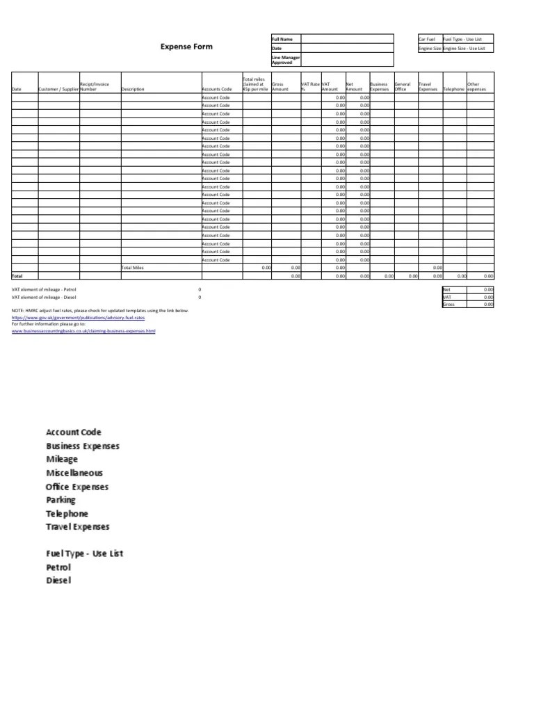 Expense Template Vat PDF Fuel Economy In Automobiles Value Added Tax