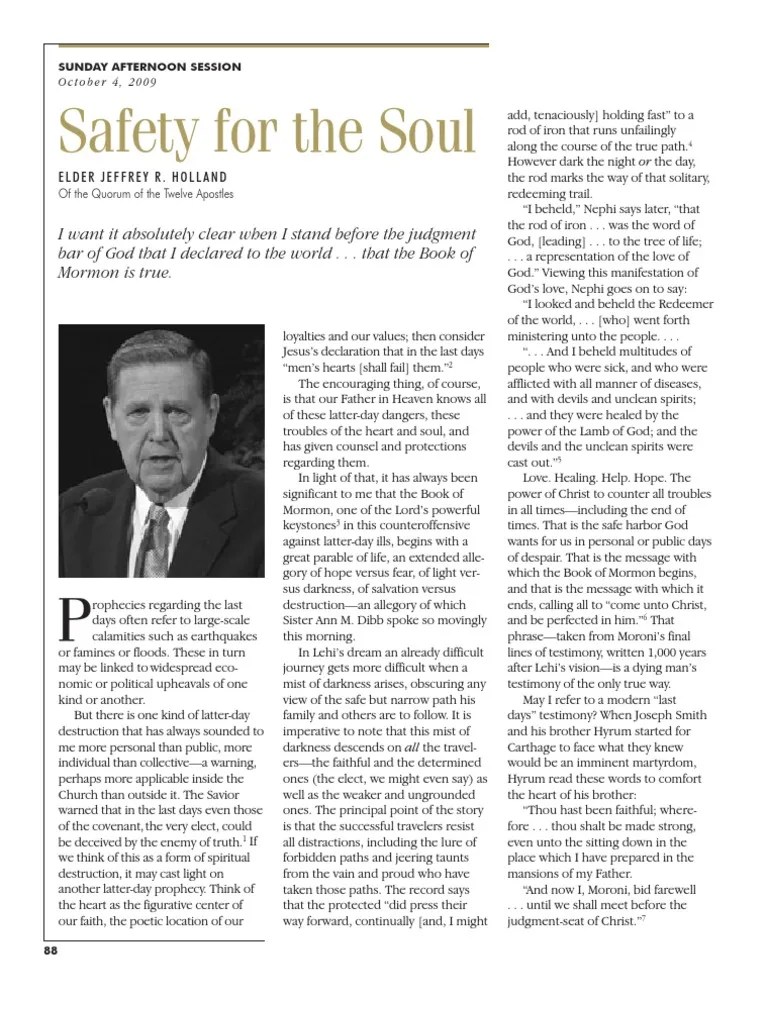 Safety For The Soul PDF Book Of Mormon Latter Day Saint Movement