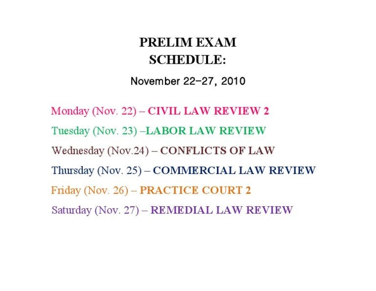 Prelim Exam Schedule Monday (Nov. 22) CIVIL LAW REVIEW 2 PDF(06)