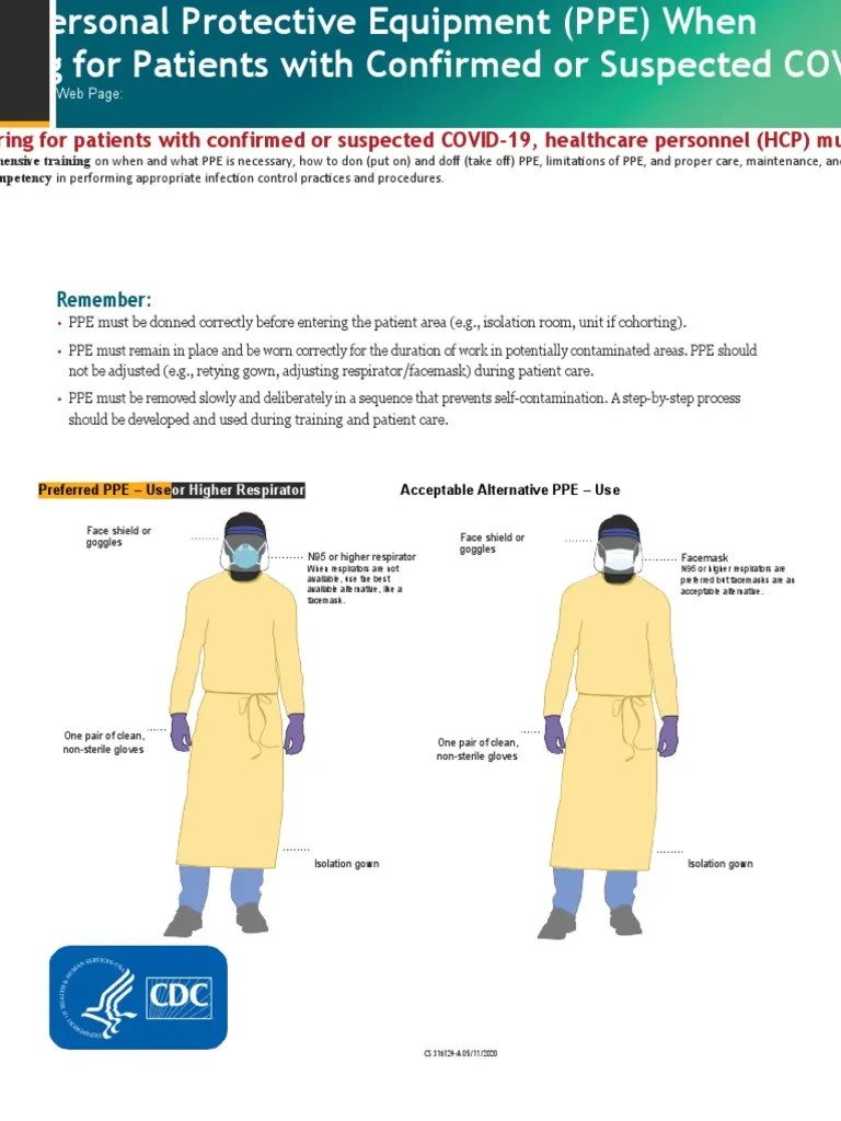 CDC Donning&Doffing PDF Personal Protective Equipment Infection