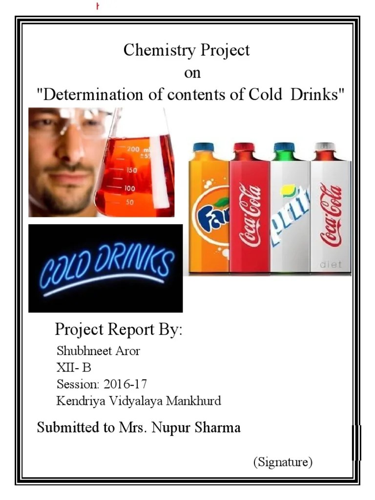 Chemistry Project On Determination of The Contents of Cold Drinks PDF