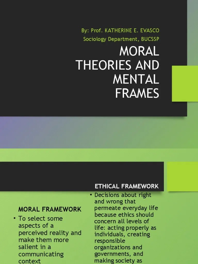 Moral Theories and Mental Frames By Prof. Katherine E. Evasco