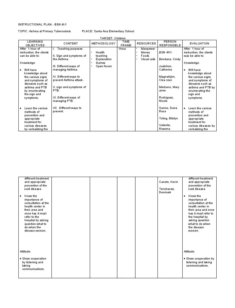 Example Instructional Plan