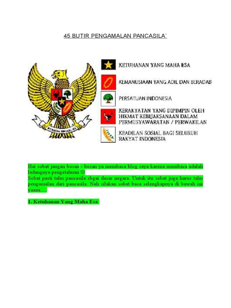 45 Butir Pengamalan Pancasila | PDF