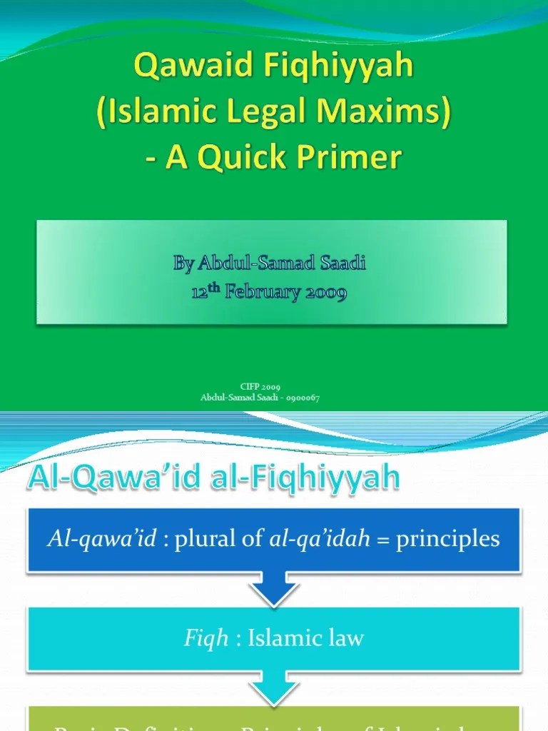 Legal Maxim (Primer) PDF Sharia Justice