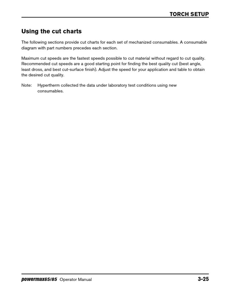 Using The Cut Charts Torch Setup Download Free PDF Volt Nozzle