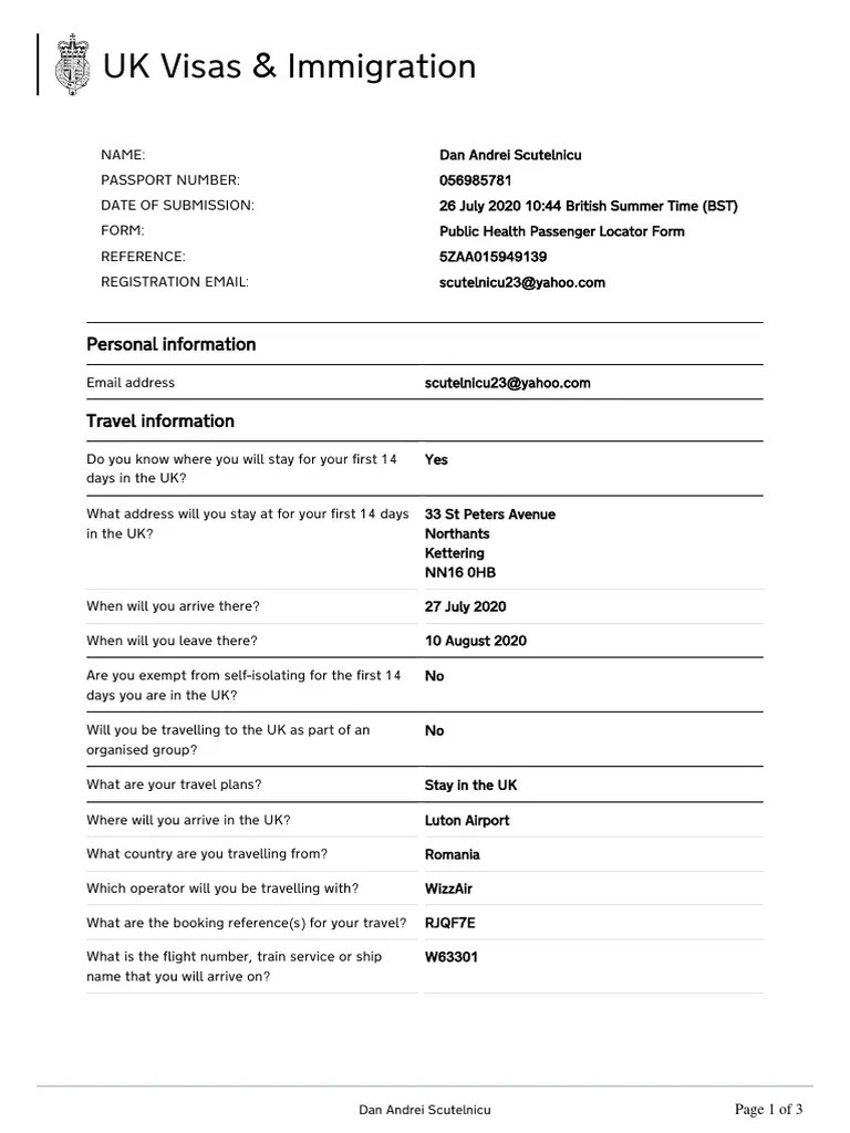 Passenger Locator Form Uk Pdf Guide To The Uk Passenger Locator Form