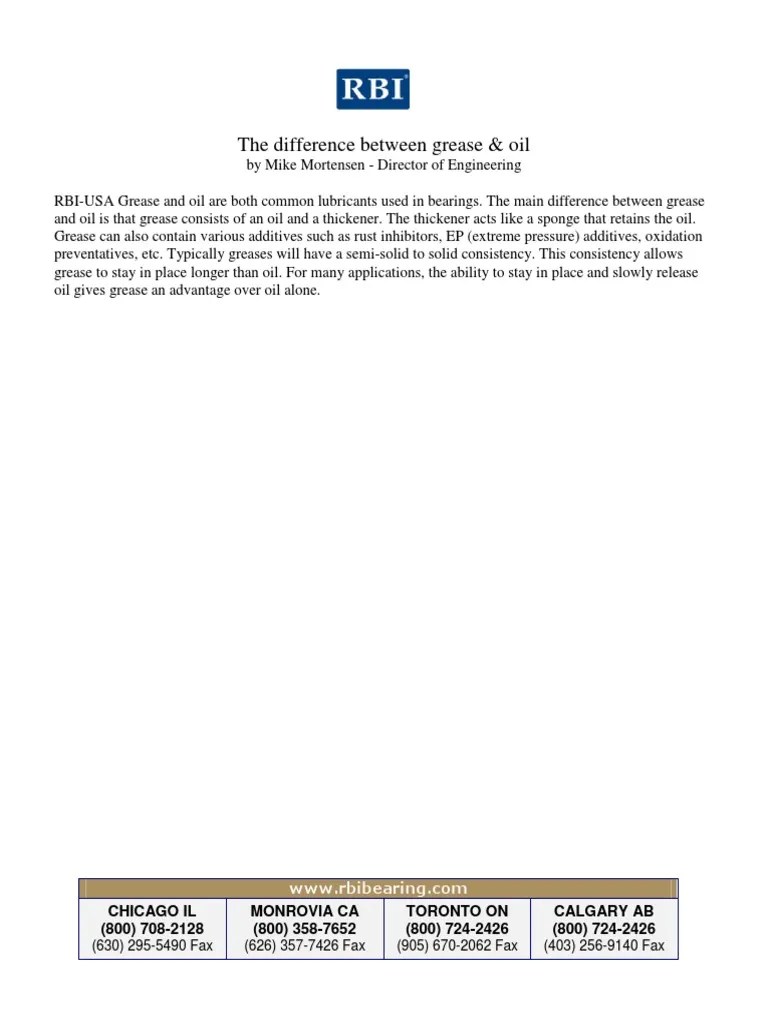 The Difference Between Grease & Oil PDF