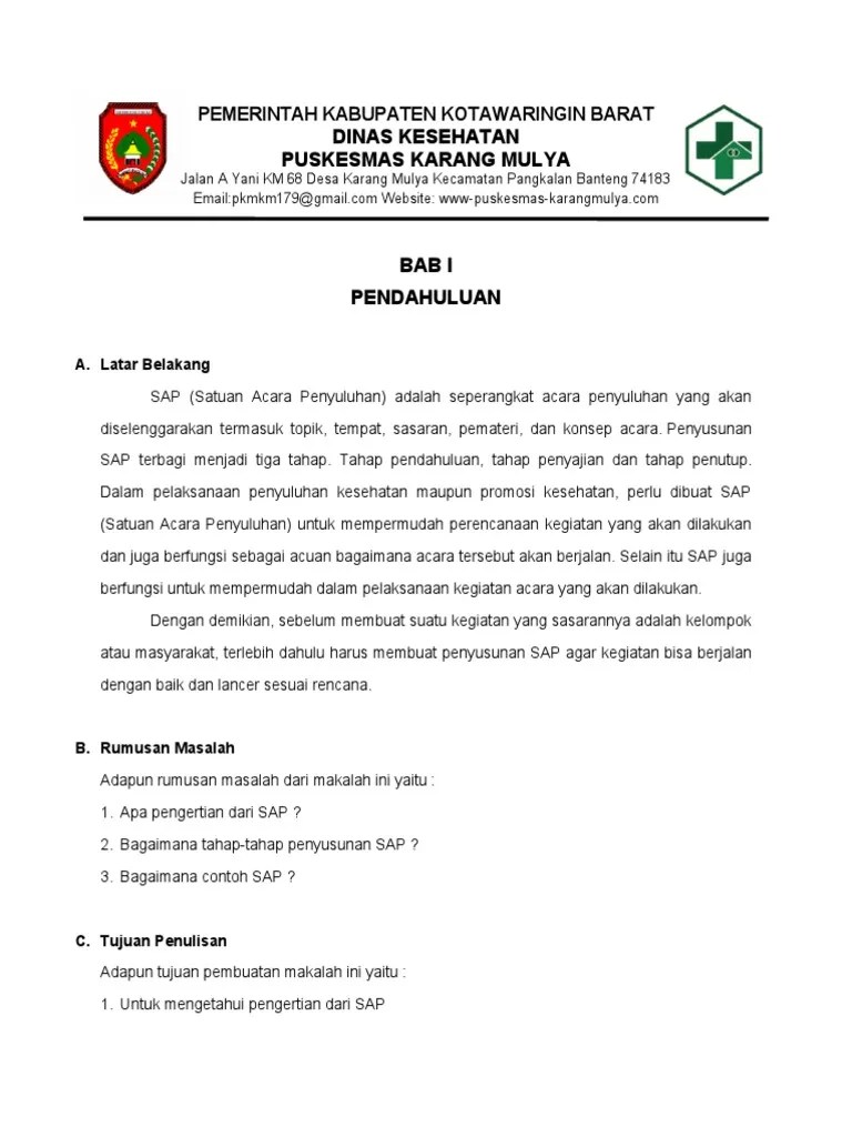 SAP (Satuan Acara Penyuluhan) | PDF