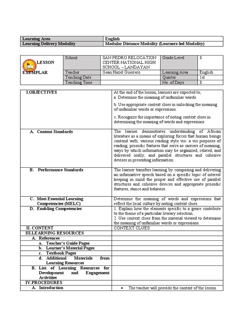 IDEA Exemplar Template PDF Learning Teachers