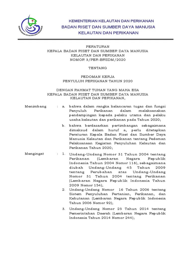 Pedoman Kerja Penyuluh Perikanan | PDF