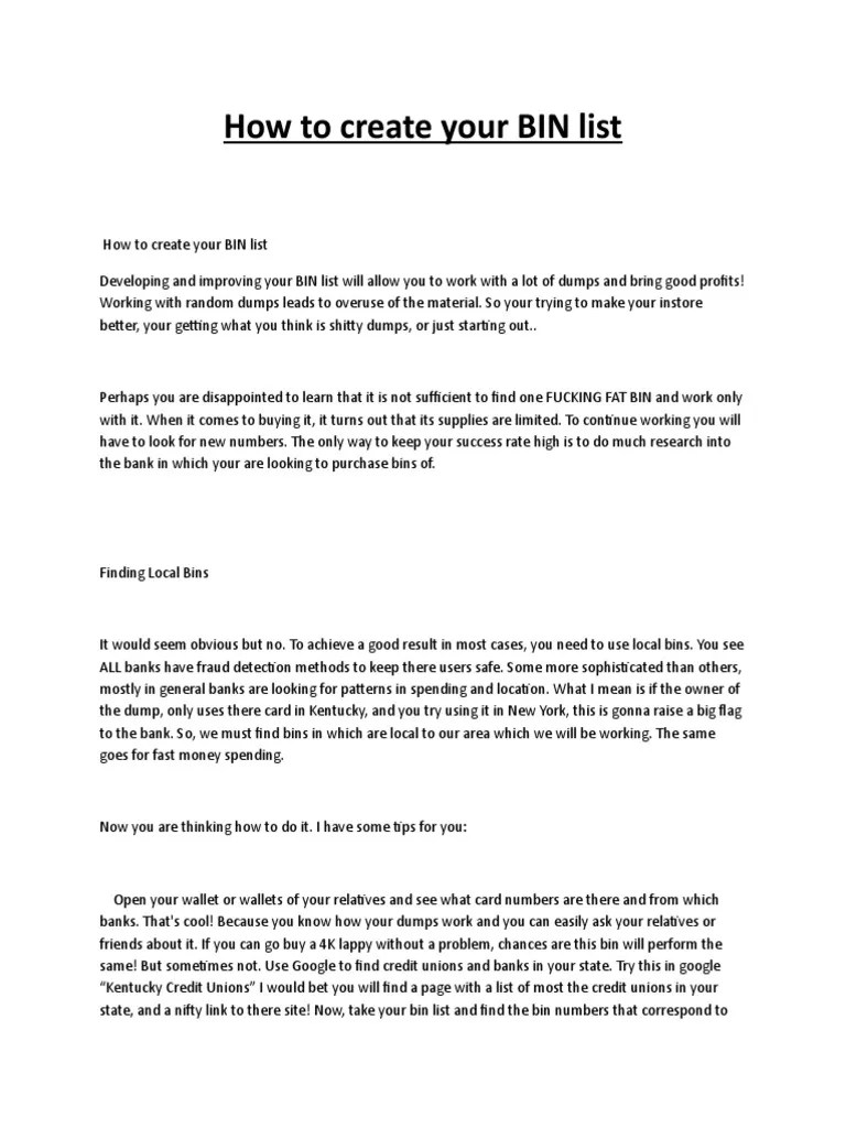 How To Create Your BIN List PDF Business