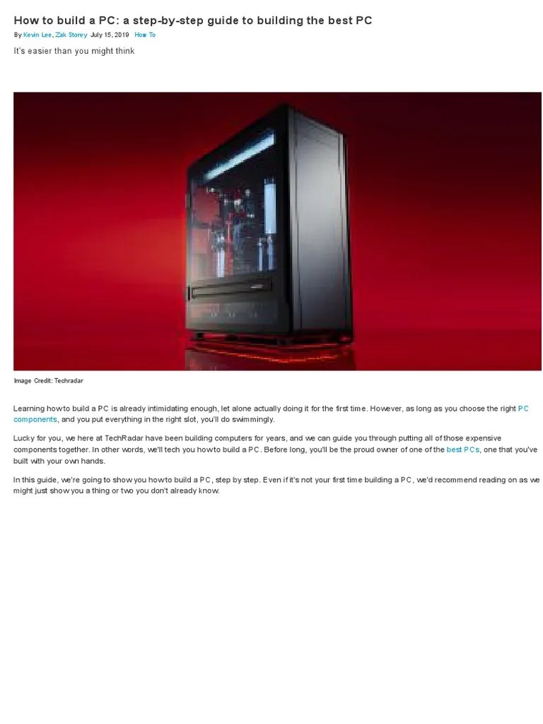 How To Build A PC A StepByStep Guide To Building The Best PC TechRadar PDF Personal