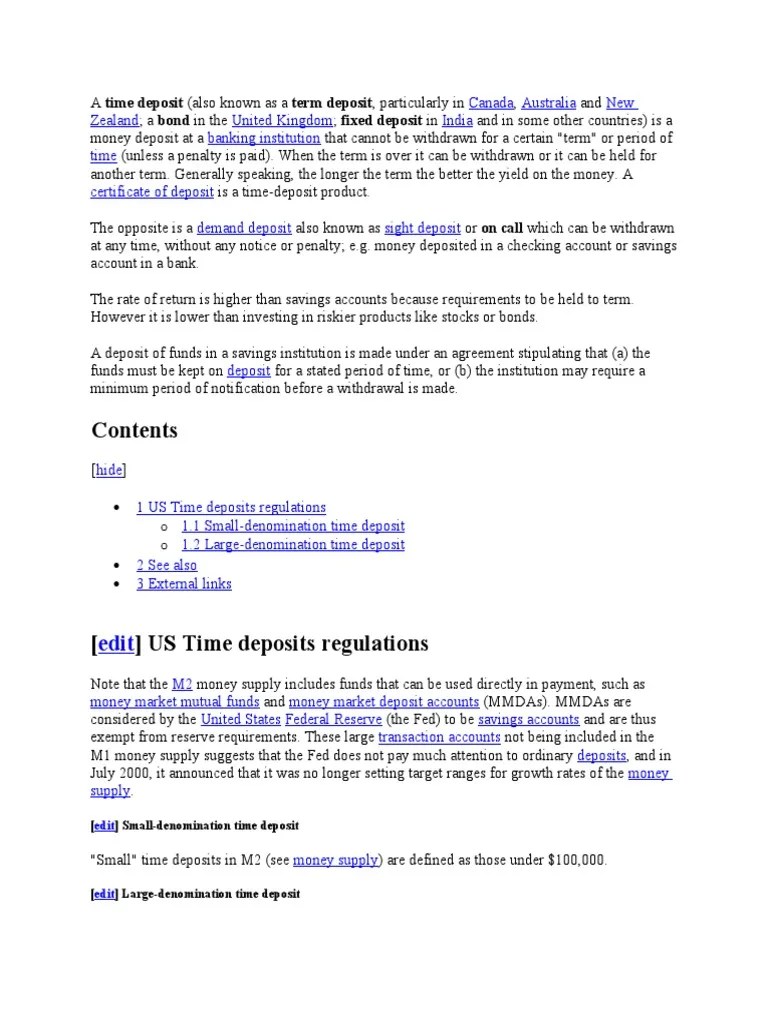 SmallDenomination Time Deposit Download Free PDF Money Supply Banks