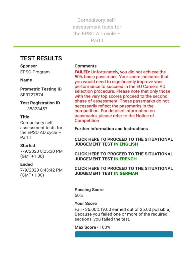 Test Results Prometric TC Net PDF