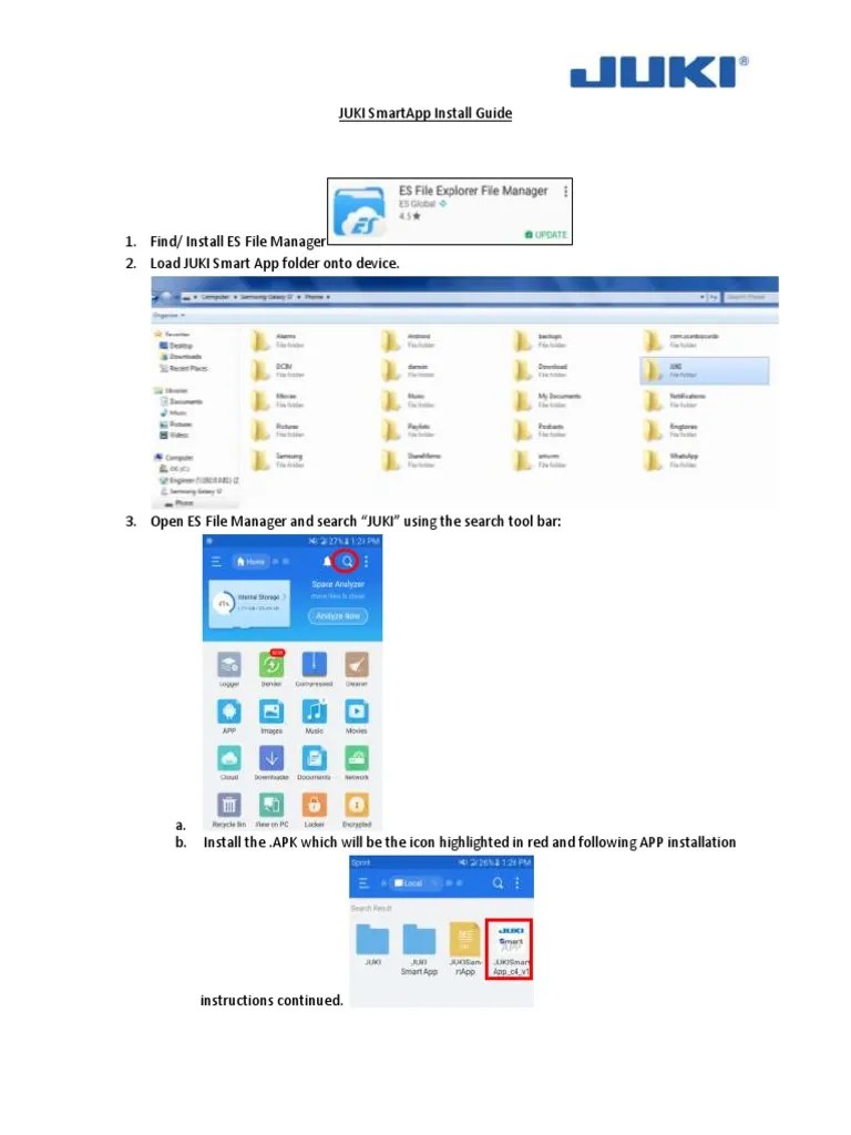 JUKI Smart APP Install Guide PDF