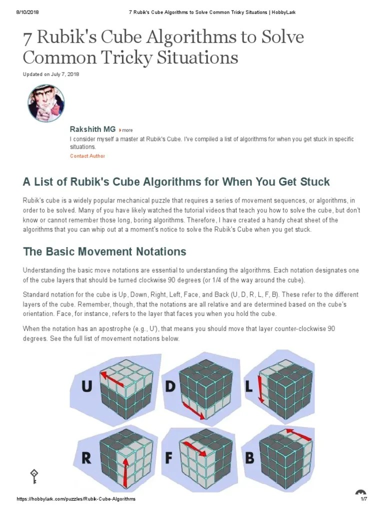 7 Rubik's Cube Algorithms To Solve Common Tricky Situations - HobbyLark