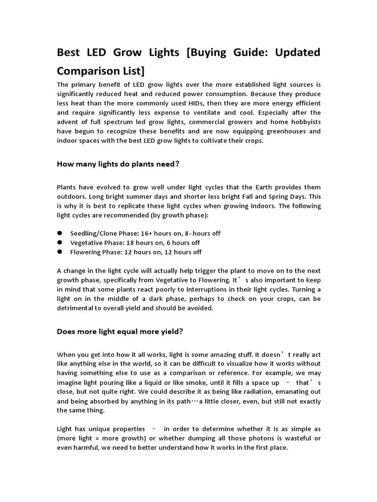 Best LED Grow Lights (Buying Guide Updated Comparison List) PDF