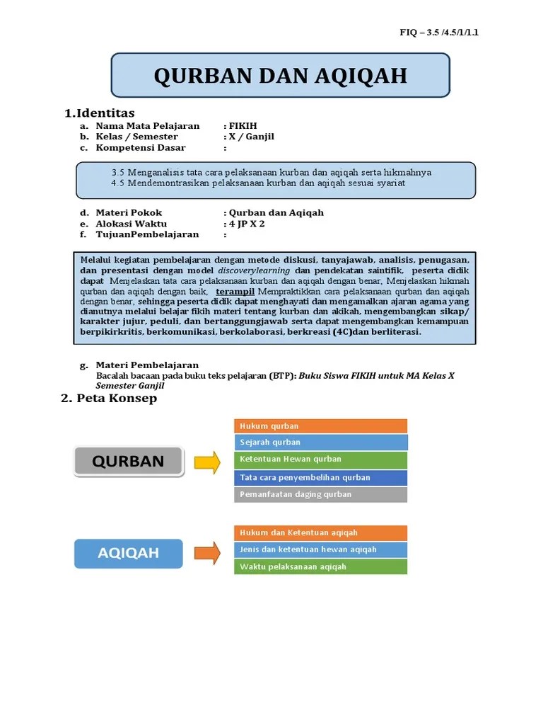 Ukbm Fikih X KD 3.5 Kurban Dan Akikah | PDF