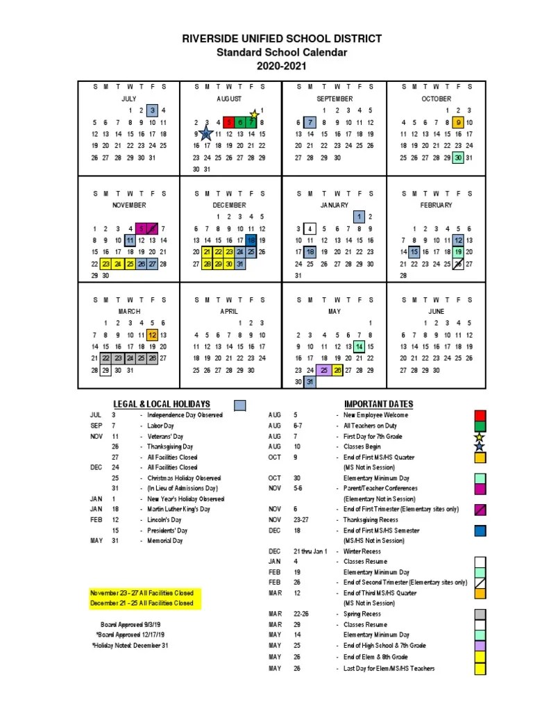 RUSD Academic Calendar 20252026 PDF Academic Term Festival