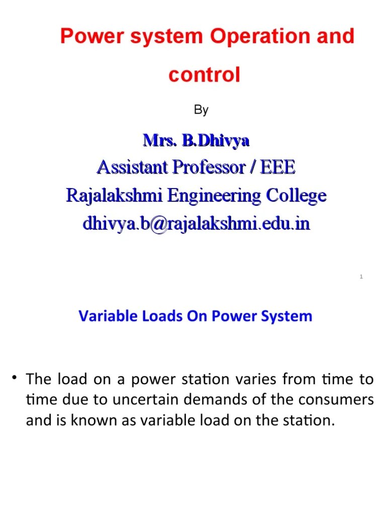 Power System Operation and Control Assistant Professor / EEE