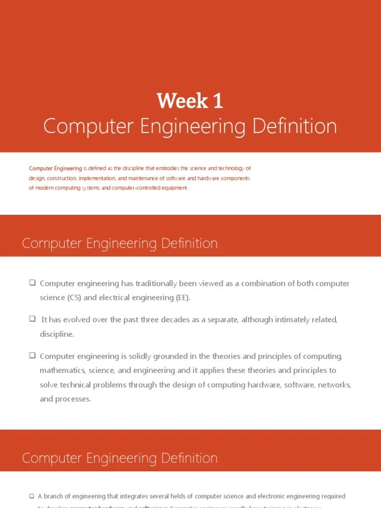 Week 1 Computer Engineering Definition PDF Computer Engineering