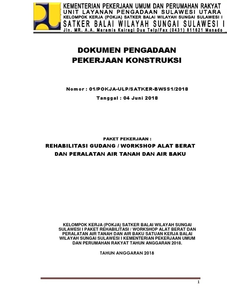 Rehabilitasi Gudang Workshop Alat Berat Dan Peralatan Air Tanah Dan Air  Baku | PDF