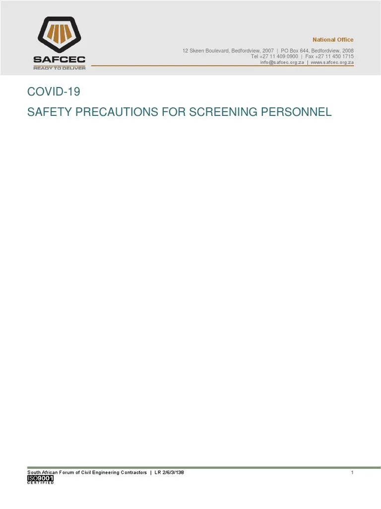 05COVID19 Safety Precautions For Screening P PDF Personal