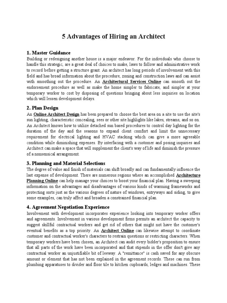 5 Advantages of Hiring An Architect PDF Architect Lighting