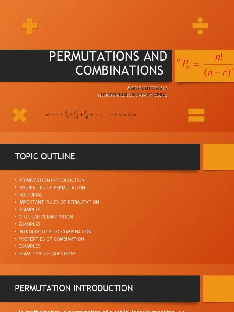 Permutations and Combinations PDF Permutation Mathematical Concepts