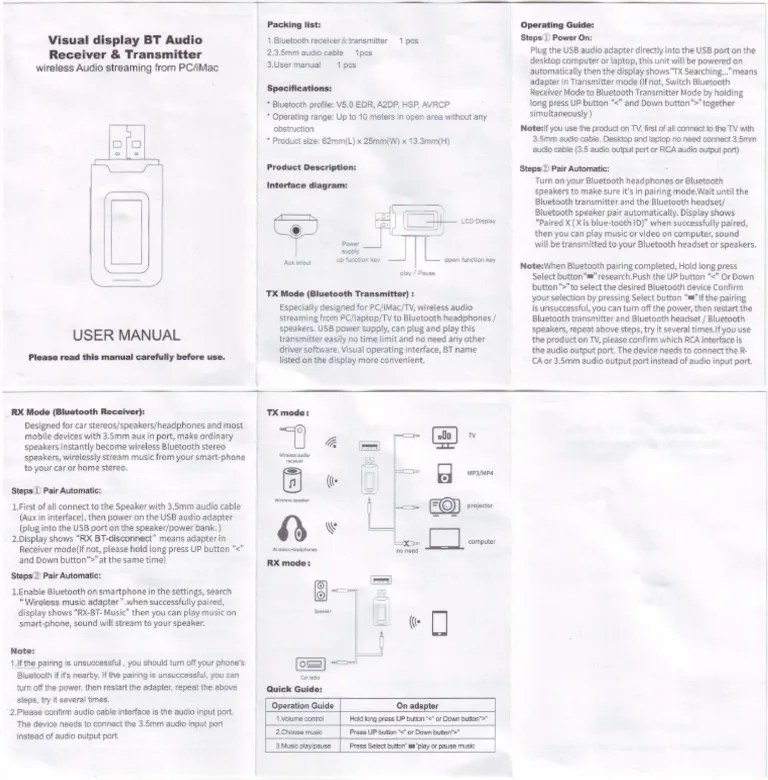 Visual Display BT Audio Receiver & Transmitter PDF