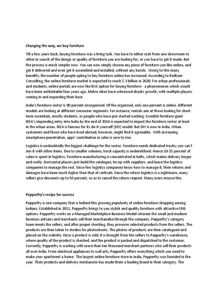 Pepperfry Introduction PDF Retail Logistics