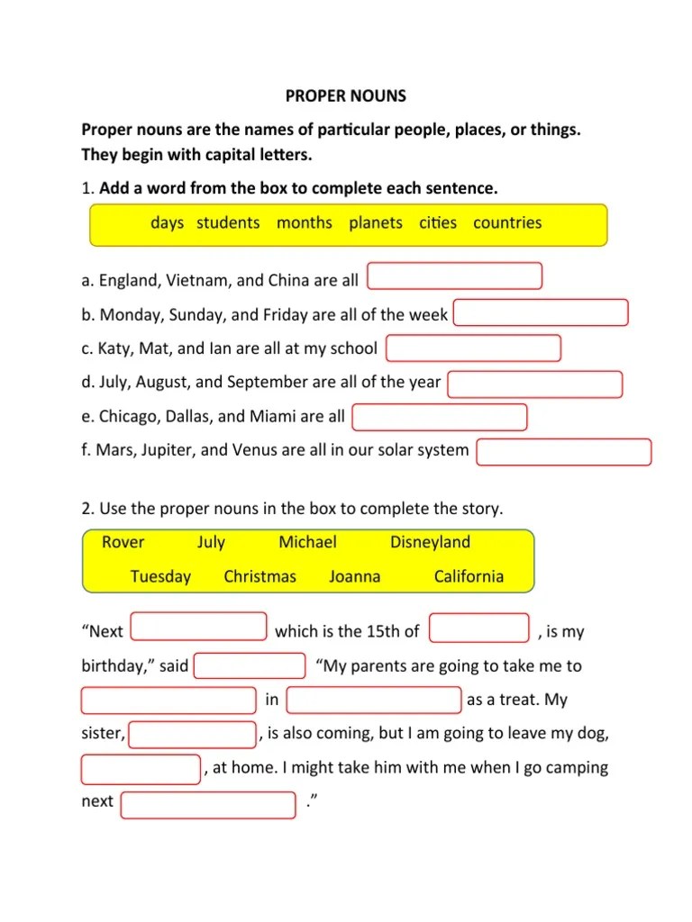 Proper Nouns Proper Nouns Are The Names of Particular People, Places