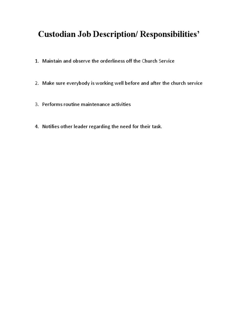 Custodian Job Description PDF