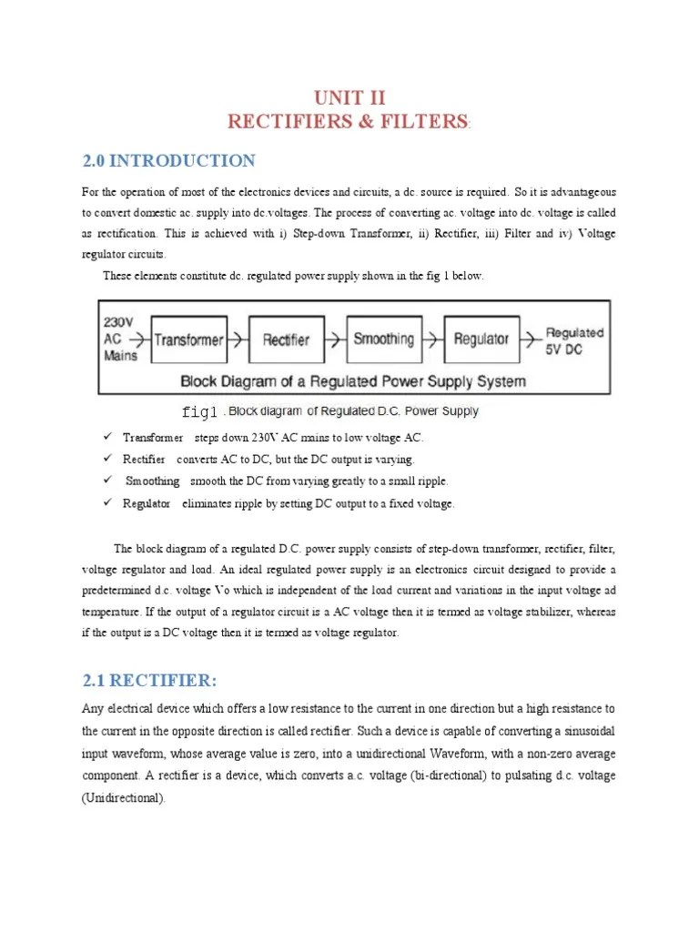 Unit Ii Rectifiers & Filters PDF Rectifier Inductor