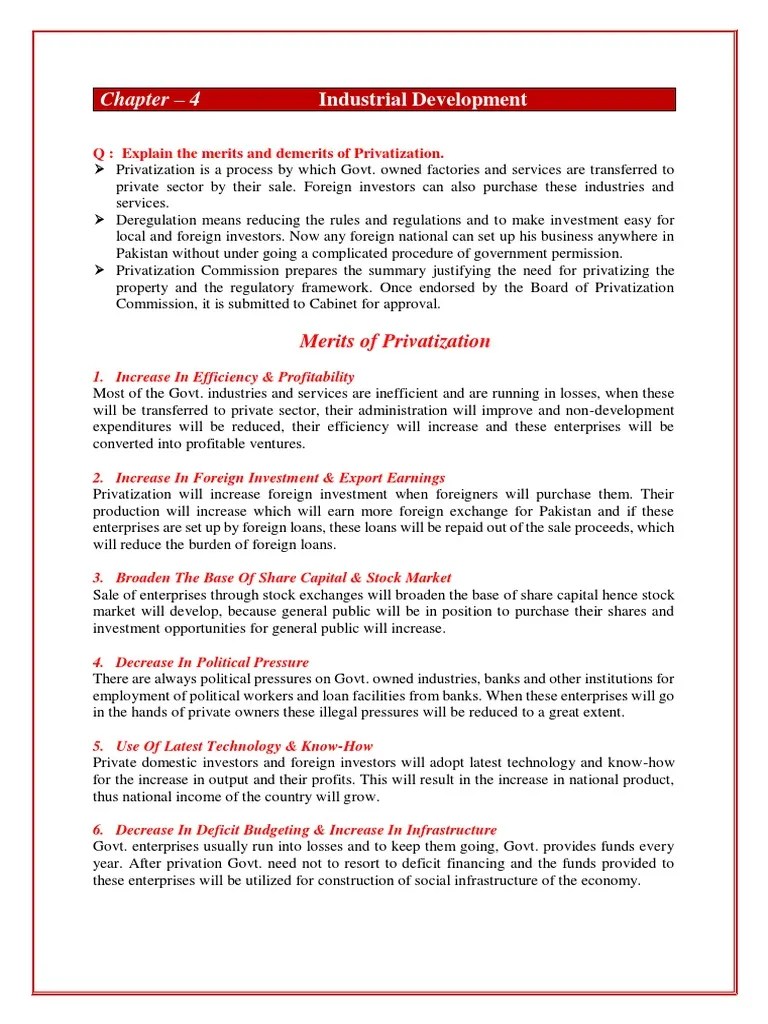 Define Privatization and Discuss Its Merits and Demerits. PDF