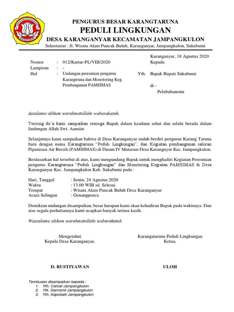 Contoh Surat Undangan Kepada Bupati