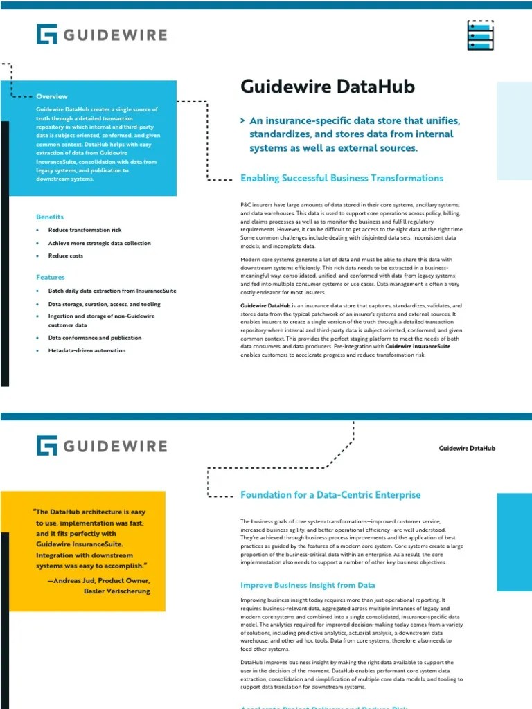 Guidewire DataHub Data Sheet PDF Analytics Data Warehouse